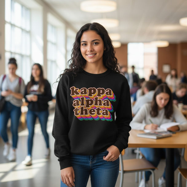 Kappa Alpha Theta Retro Maya Crewneck Sweatshirts