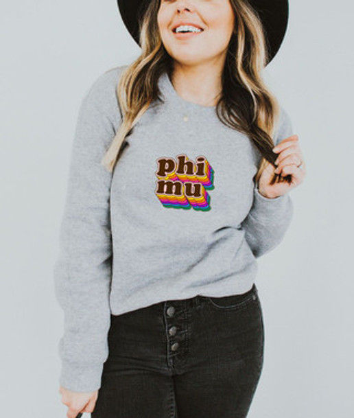 Phi Mu Retro Maya Crewneck Sweatshirts