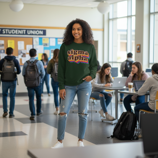 Sigma Alpha Retro Maya Crewneck Sweatshirts