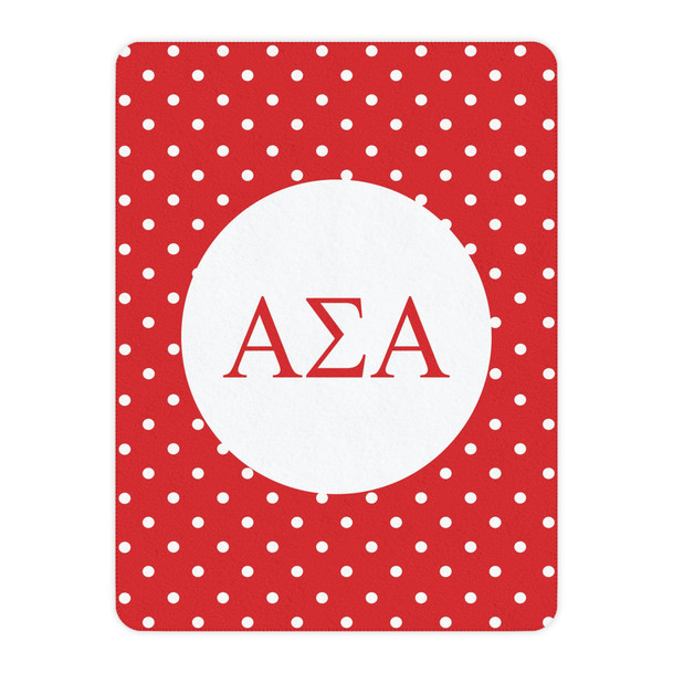 Alpha Sigma Alpha Polka Dots Tan Sherpa Blanket - Giant Size!