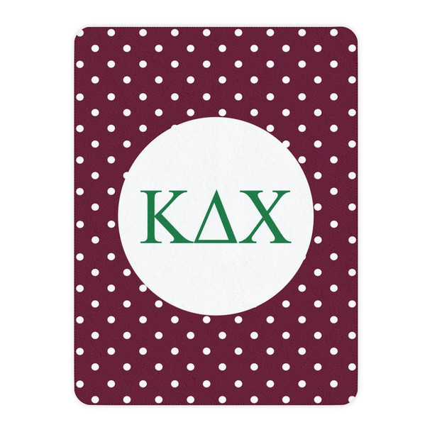 Kappa Delta Chi Polka Dots Tan Sherpa Blanket - Giant Size!