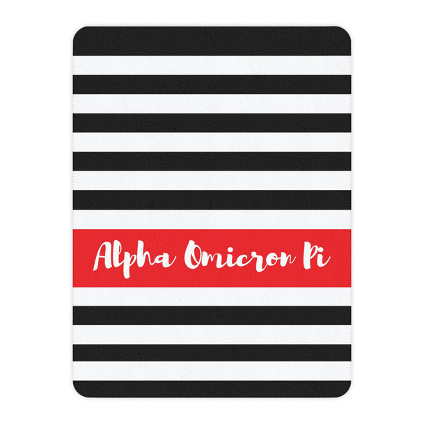 Alpha Omicron Pi Stripes Tan Sherpa Blanket - Giant Size!