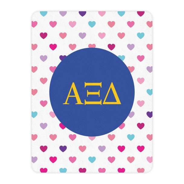 Alpha Xi Delta Hearts Tan Sherpa Blanket - Giant Size!