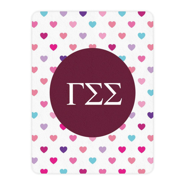 Printify Gamma Sigma Sigma Hearts Tan Sherpa Blanket - Giant Size! 