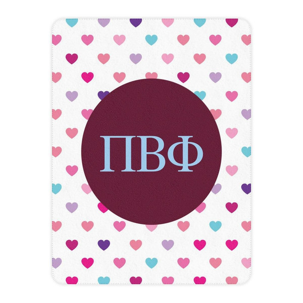 PTG Pi Beta Phi Hearts Tan Sherpa Blanket - Giant Size!