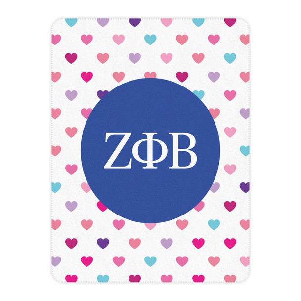 Zeta Phi Beta Hearts Tan Sherpa Blanket - Giant Size