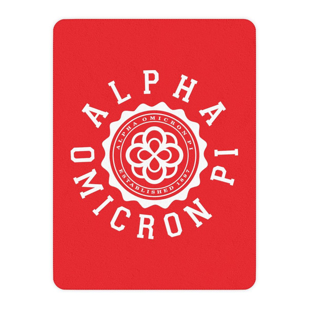 Printify Alpha Omicron Pi Seal Sherpa Blanket - Giant Size! 