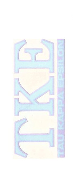 Tau Kappa Epsilon TKE Greek Letters Over Name Sticker Sky Blue