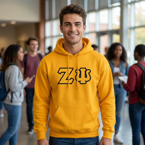 Zeta Psi Lettered Hooded
