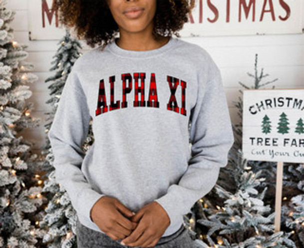 Alpha Xi Delta Christmas Plaid Nickname Crewnecks