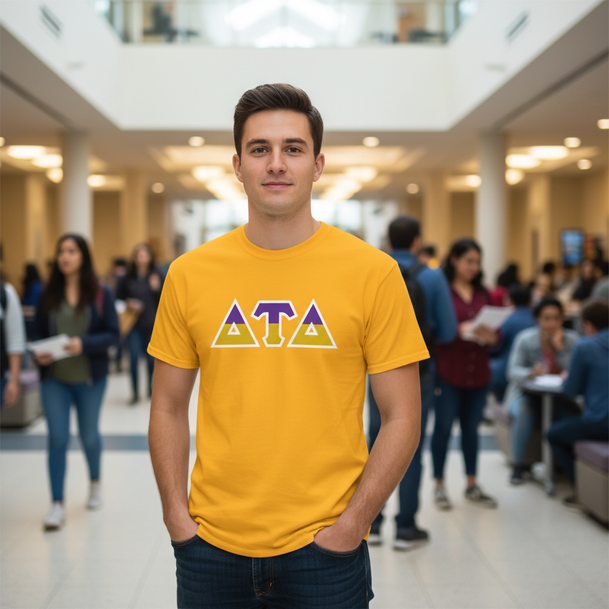 Delta Tau Delta Two Toned Greek Lettered T-shirts