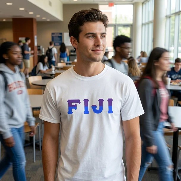 FIJI - Phi Gamma Delta Two Toned Greek Lettered T-shirts