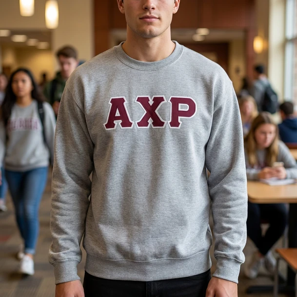 Alpha Chi Rho Two Toned Greek Lettered Crewneck Sweatshirts