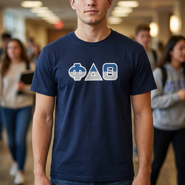 Phi Delta Theta Two Toned Greek Lettered T-shirts