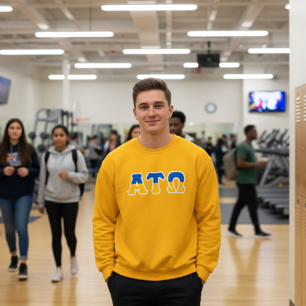Alpha Tau Omega Two Toned Greek Lettered Crewneck Sweatshirts