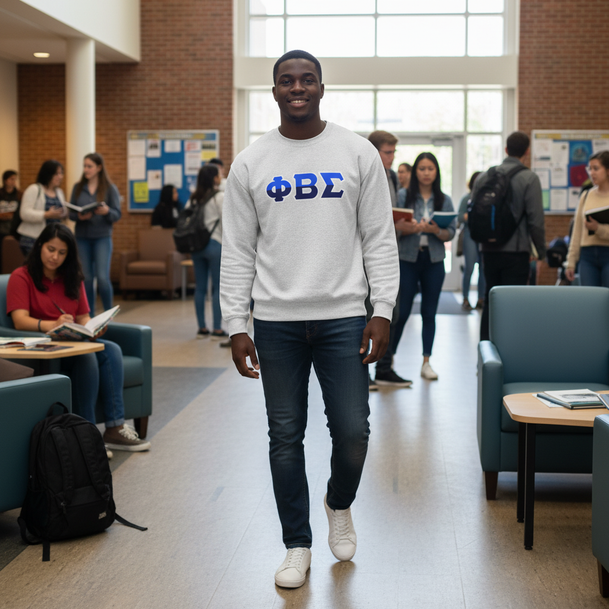 Phi Beta Sigma Two Toned Greek Lettered Crewneck Sweatshirts