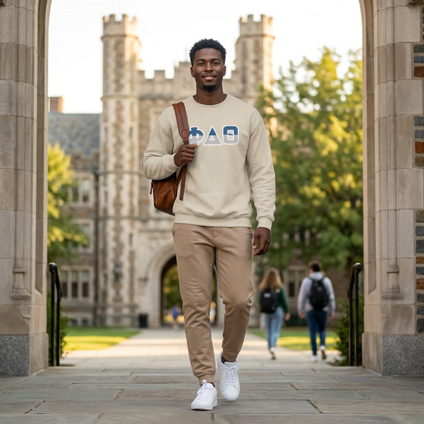 Phi Delta Theta Two Toned Greek Lettered Crewneck Sweatshirts