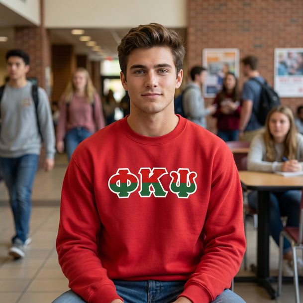 Phi Kappa Psi Two Toned Greek Lettered Crewneck Sweatshirts