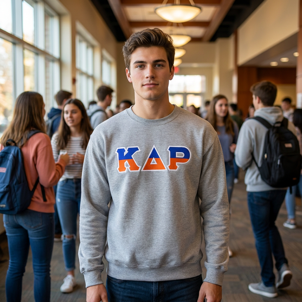 Kappa Delta Rho Two Toned Greek Lettered Crewneck Sweatshirts