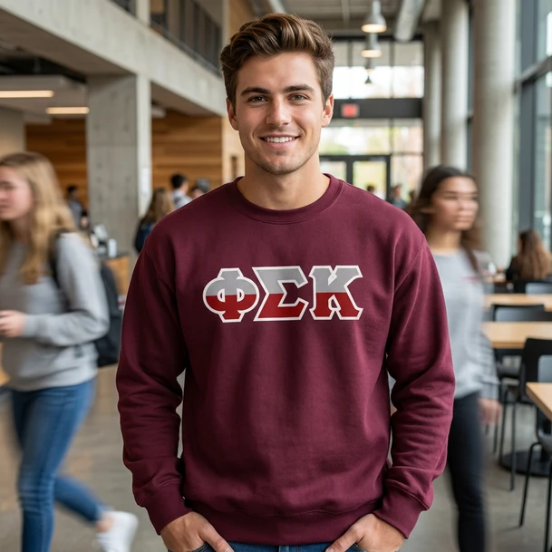 Phi Sigma Kappa Two Toned Greek Lettered Crewneck Sweatshirts