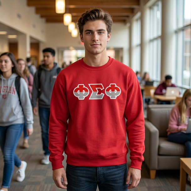 Phi Sigma Phi Two Toned Greek Lettered Crewneck Sweatshirts