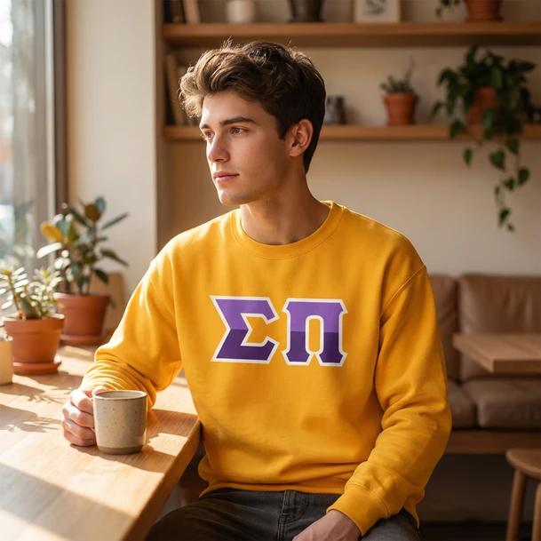 Sigma Pi Two Toned Greek Lettered Crewneck Sweatshirts
