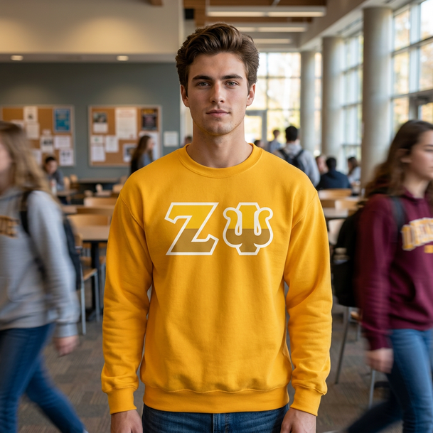 Zeta Psi Two Toned Greek Lettered Crewneck Sweatshirts