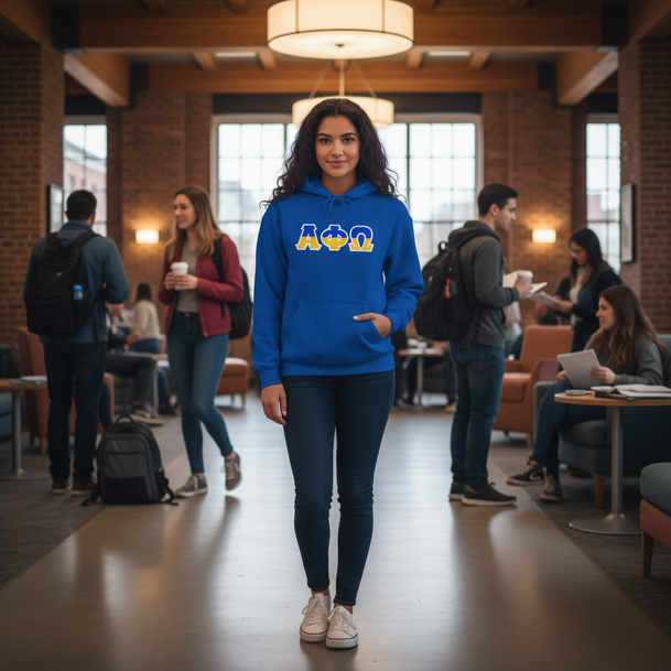 Alpha Phi Omega Two Toned Greek Lettered Hooded Sweatshirts