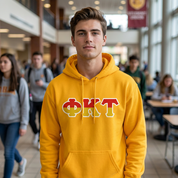Phi Kappa Tau Two Toned Greek Lettered Hooded Sweatshirts