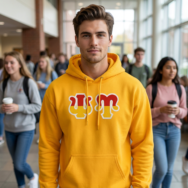 Psi Upsilon Two Toned Greek Lettered Hooded Sweatshirts