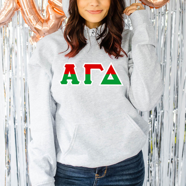 Alpha Gamma Delta Two Tone Lettered Hooded Sweatshirts