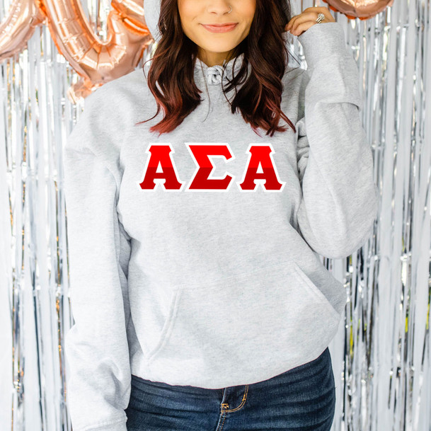 Alpha Sigma Alpha Two Tone Lettered Hooded Sweatshirts