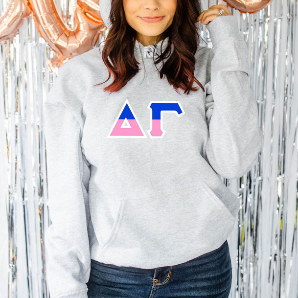Printify Delta Gamma Two Tone Lettered Hooded Sweatshirts 