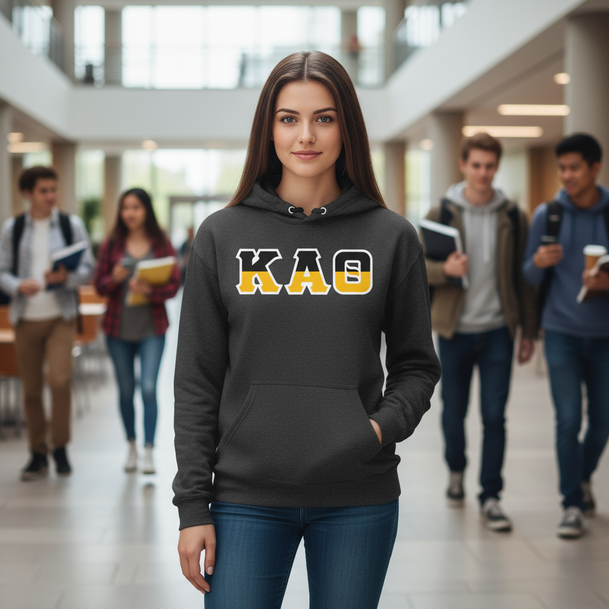 Kappa Alpha Theta Two Tone Lettered Hooded Sweatshirts