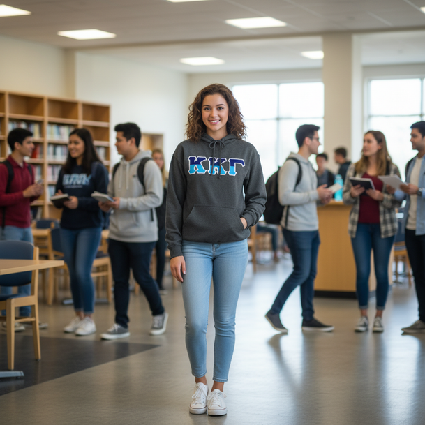 Kappa Kappa Gamma Two Tone Lettered Hooded Sweatshirts