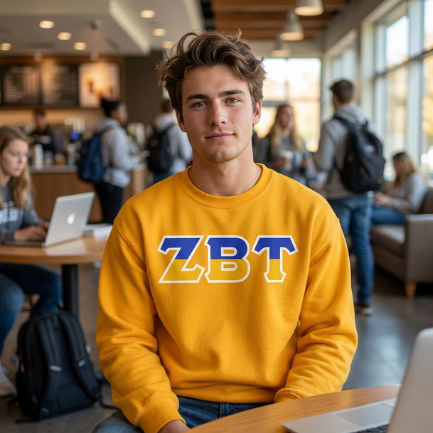 Zeta Beta Tau Two Toned Greek Lettered Crewneck Sweatshirts