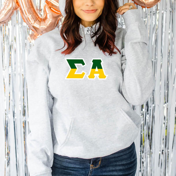 Sigma Alpha Two Tone Lettered Hooded Sweatshirts