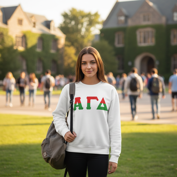 Alpha Gamma Delta Two Tone Lettered Crew Sweatshirts