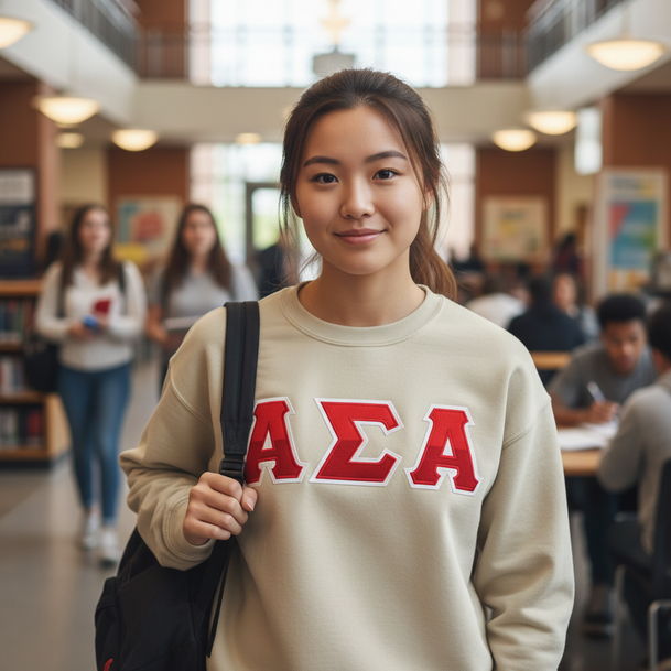 Alpha Sigma Alpha Two Tone Lettered Crew Sweatshirts