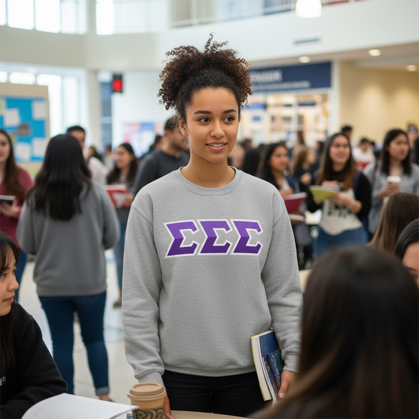 Sigma Sigma Sigma Two Tone Lettered Crew Sweatshirts