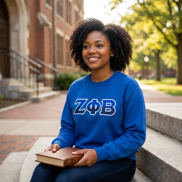 Zeta Phi Beta Two Tone Lettered Crew Sweatshirts