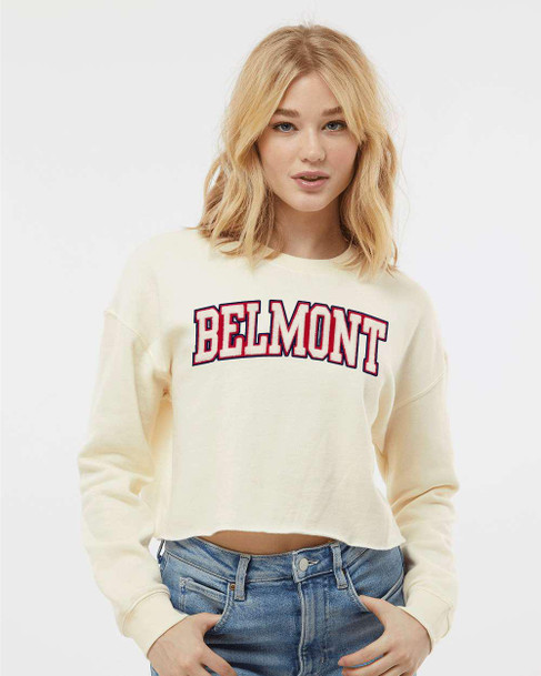  Belmont University Cropped Chenille Text Crew 