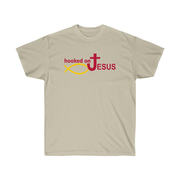Printify Hooked On Jesus - Christian T-Shirt 