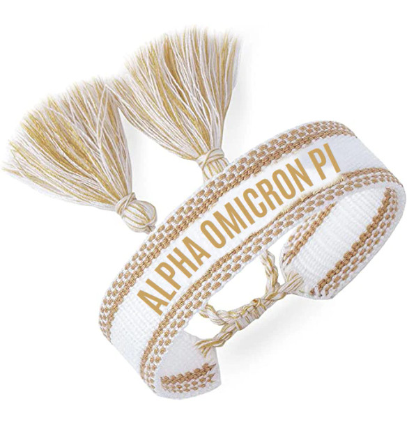 Alpha Omicron Pi Woven Bracelet - Gold