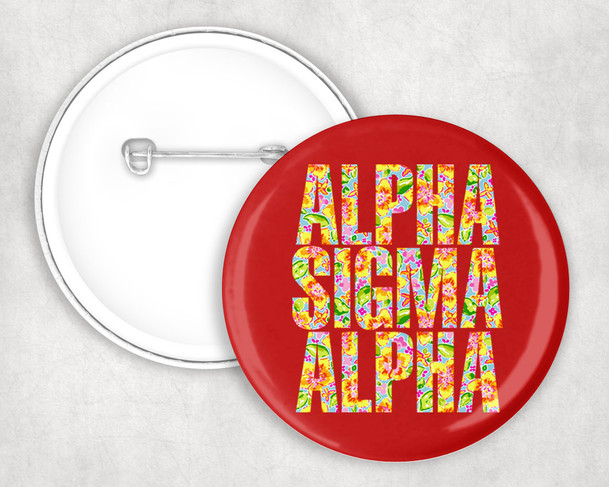 Alpha Sigma Alpha Floral Pin Buttons