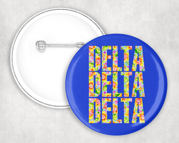  Delta Delta Delta Floral Pin Buttons 