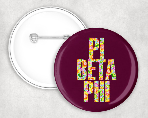 Pi Beta Phi Floral Pin Buttons