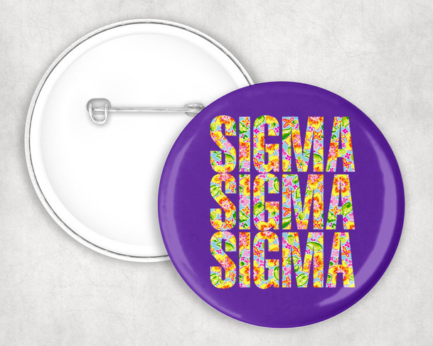 Sigma Sigma Sigma Floral Pin Buttons