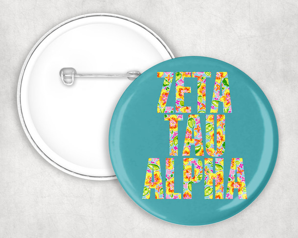 Zeta Tau Alpha Floral Pin Buttons