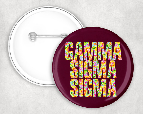 Gamma Sigma Sigma Floral Pin Buttons